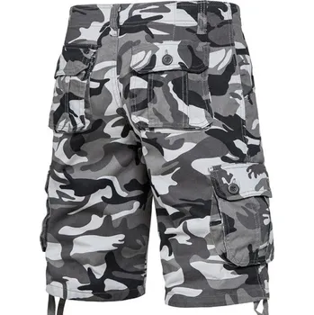 Pánské maskáčové outdoorové kraťasy z bavlny Prodyšné krátké kalhoty s boční kapsou Délka ke kolenům Pohodlné letní šortky na turistiku a volný čas šedá 29