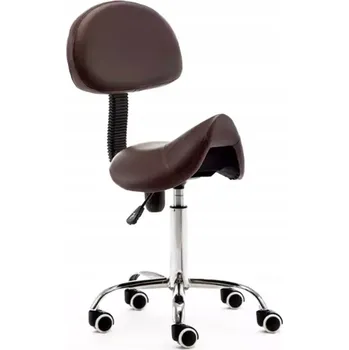 Kosmetická taburetka sedlo s opěradlem BARVA HNĚDÁ
