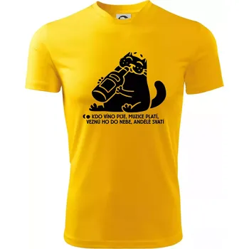 Chlapecké tričko Kdo víno pije a muzice platí - Dětské triko sportovní (dresovina) - 122 cm/6 let ( Žlutá )