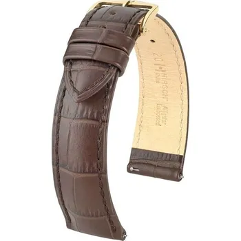 Řemínek na hodinky Řemínek Hirsch Duke - hnědý - 16 mm - L – Standardní délka (doporučujeme) - 14 mm - Zlatá + 5 let záruka a dárek ZDARMA