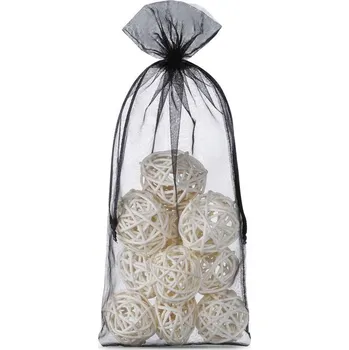 Dárková taška 10 ks Organza sáčky 16 x 37 cm - černé