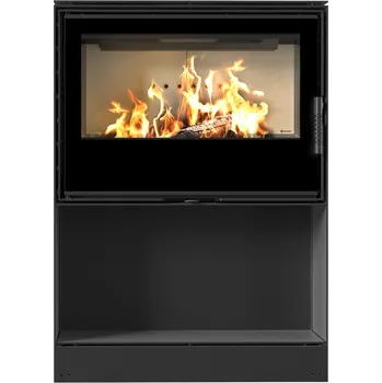 Krbová kamna Kratki Ocelová kamna na dřevo KARI 80 Ø 180 12 kW prostor pro dřevo černá Thermotec samozavírací