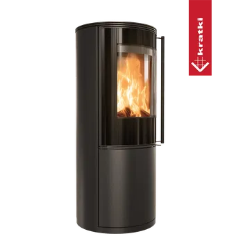 Krbová kamna Kratki Ocelová kamna na dřevo SVEN Ø 150 7 kW černá Thermotec samozavírací