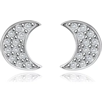 Náušnice Náušnice ze 14K zlata ve tvaru měsíce s diamanty