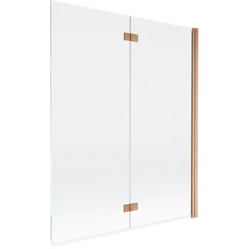 Vanová zástěna Mexen Mist dvoukřídlá sprchová stěna, pravá, 140 x 150 cm, průhledná, kartáčovaná měď - 8A9-140-002-65-00-P Vanové zástěny