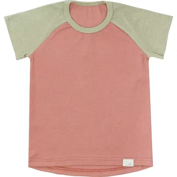 ESITO | Žebrované tričko s krátkým rukávem Tomi Coral/Taupe - růžová / šedá / 128