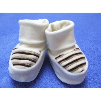 Chlapecké bačkory ESITO | Kojenecké bačkůrky plyš pruh malé - hnědá