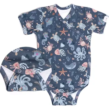 ESITO | Rostoucí bodyčko zavinovací KR Mořský svět - šedá / 68 - 74