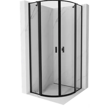 Mexen Mist polokruhový sprchový kout s otevíracími dveřmi 80 x 80 cm, černý rám, černý - 8A32-080-080-70-70 Sprchové kouty
