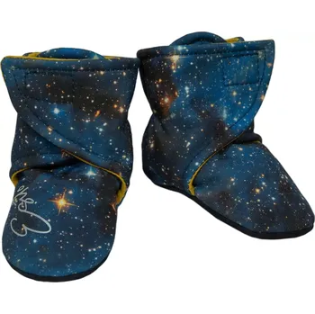 Kojenecké oblečení ESITO | Capáčky barefoot Softshell Galaxie - modrá / 4 - délka stélky: 14 cm