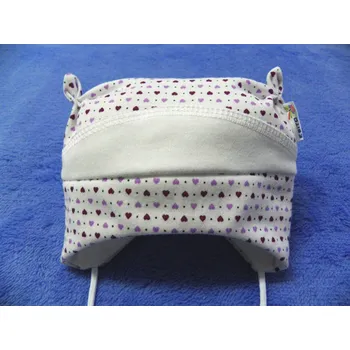 Čepice ESITO | Kojenecká čepice s růžky - srdce bílá / fialová / S