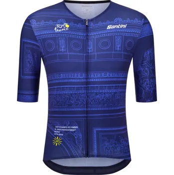 cyklistický dres SANTINI Cyklistický dres s krátkým rukávem - TDF ARRIVÉE ARC DE TRIOMPHE - modrá
