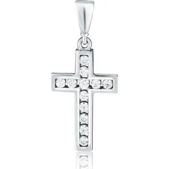 Přívěsek Zlatý přívěsek z bílého zlata se zirkony křížek ZP0401XJ70-8800 (585/1000) 0,88g