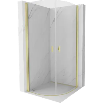 Mexen Mist půlkruhová sprchová kabina, výklopná 90 x 90 cm, transparentní, zlatá kartáčovaná - 8A31-090-090-55-00 Sprchové kouty