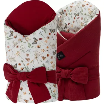 Zavinovačka ESITO | Mušelínová zavinovačka pro miminko Louka 85x85 cm - vínová / 85 x 85 cm
