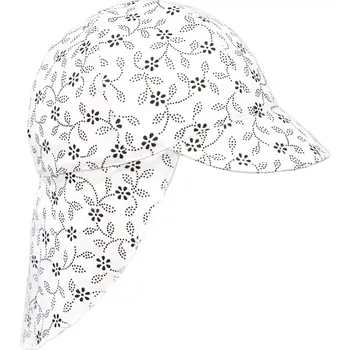 Kšiltovka ESITO | Dětská kšiltovka s krytím krku Lístečky - bílá / XXS