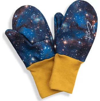 Rukavice ESITO | Palcové rukavice softshell Galaxie - modrá / 1 - 2 roky