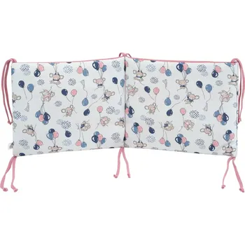 Příslušenství pro dětskou postel a kolébku ESITO | Mantinel do postýlky Myšky - růžová / 28 x 60 cm