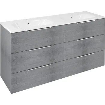 Koupelnový nábytek Sapho CIRASA umyvadlová skříňka 139,6x75x46cm, 3x zásuvka, dub stříbrný CR141-1111-31