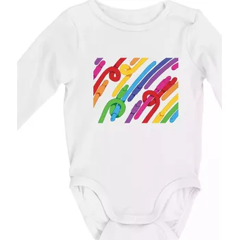 Kojenecký body Žížaly pruhy (Alexis Citrine) - Body kojenecké s dlouhým rukávem - Dlouhý r. do 3 měs ( Bílá )