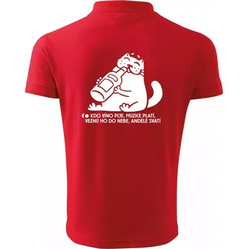 Pánská košile Kdo víno pije a muzice platí - Polokošile pánská Pique Polo 203 - XL ( Červená )