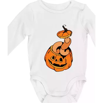 Kojenecký body Žížala v dýni (Alexis Citrine) - Body kojenecké s dlouhým rukávem - Dlouhý r. 3-6 měs ( Bílá )