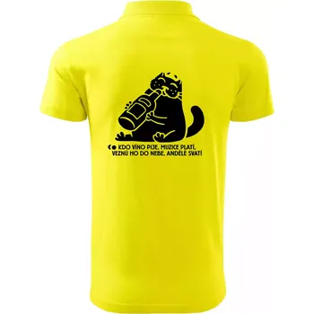 Pánská košile Kdo víno pije a muzice platí - Polokošile pánská Pique Polo 203 - 4XL ( Citrónová )