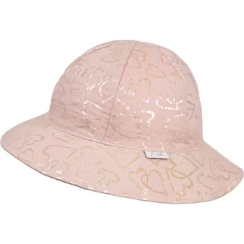 Klobouk ESITO | Dívčí klobouk mušelín Shiny heart - růžová / XL