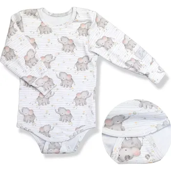 ESITO | Rostoucí body žebrované Sloni - bílá / 80 - 86