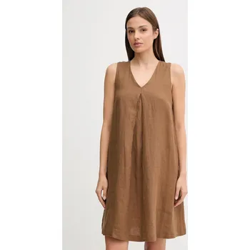 Dámské šaty Lněné šaty United Colors of Benetton hnědá barva, mini, 4AGHDV0AX 82X, vel. M