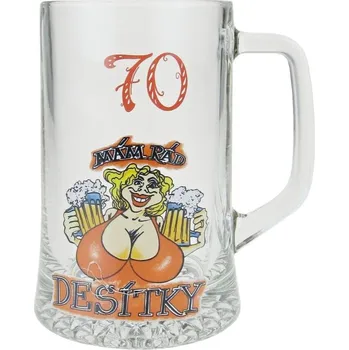Sklenice Půllitr "70 Mám rád desítky" (Dárek k 70. narozeninám, krýgl s číslem)