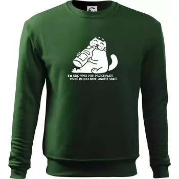 Kdo víno pije a muzice platí - Mikina Essential dětská - 146 cm/10 let ( Lahvově zelená )