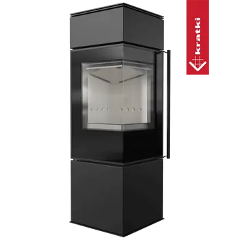 Krbová kamna Kratki Ocelová kamna na dřevo REN/M vlevo Ø 150 7 kW černá Thermotec samozavírací