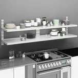 2patrové plovoucí nástěnné police 2 ks nerezová ocel 200x30 cm Šedá3055899