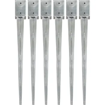 Příslušenství pro plot vidaXL Kotvící hroty 6 ks stříbrné 9 x 9 x 90 cm pozinkovaná ocel