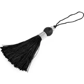 Zip Střapec délka 22-24 cm - 10 černá stříbrná