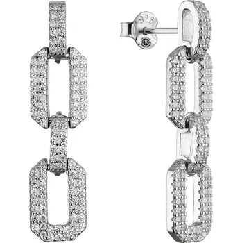 Šperk EVOLUTION GROUP CZ Stříbrné náušnice dlouhá očka se zirkony - 11655.1