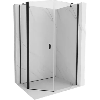 Mexen Mist asymetrická pětiúhelníková sprchová kabina s otvíracími dveřmi 80 x 90 cm, transparentní, černá - 8A8-080-090-70-00 Sprchové kouty