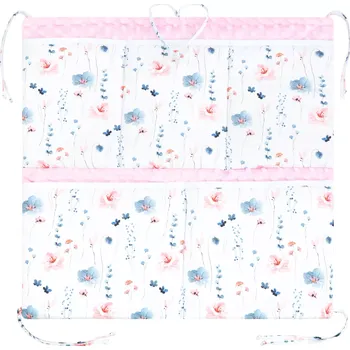 Příslušenství pro dětskou postel a kolébku ESITO | Luxusní kapsář na postýlku Minky Verona - růžová / 53 x 53 cm