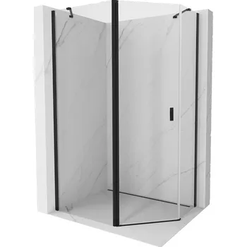 Mexen Mist pětiúhelníková asymetrická sprchová kabina s otočnými dveřmi 100 x 80 cm, transparentní, černá - 8A8-100-080-70-00 Sprchové kouty