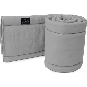 Příslušenství pro dětskou postel a kolébku ESITO | Luxusní mantinel mušelín do postýlky Dove grey - šedá / 28 x 180 cm