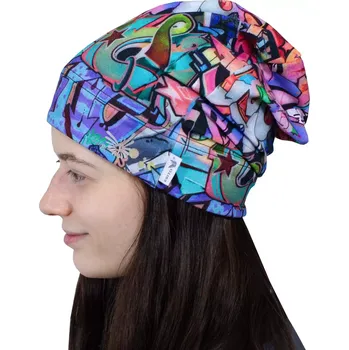 Čepice ESITO | Jarní čepice spadená BIO Grafiti - černá / 46