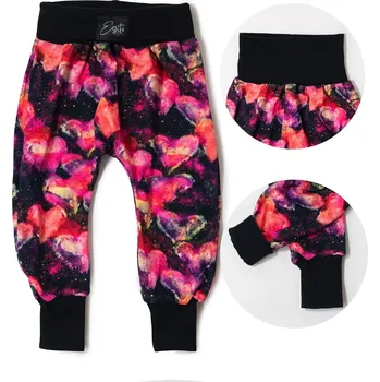 ESITO | Dětské tepláky s vysokým pasem Duhová srdce - černá / 80