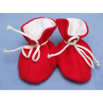 Chlapecké bačkory ESITO | Kojenecké botičky bavlna velké jednobarevné - červená / 1. ( 2 - 5 měs.)