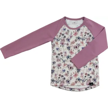 Chlapecké tričko ESITO | Dívčí triko s dlouhým rukávem Violet flowers Cream - smetanová / 122