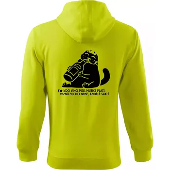 Pánská mikina Kdo víno pije a muzice platí - Mikina s kapucí na zip trendy zipper - 3XL ( Limetková )