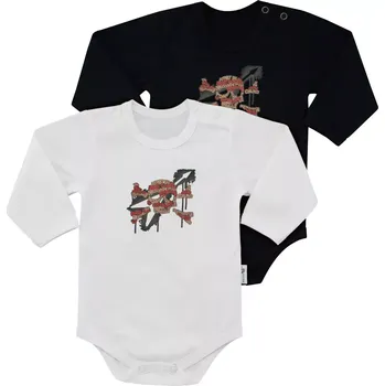 ESITO | Bodyčko Rock fest 2ks vel. 80 a 86 - černá / bílá / 80