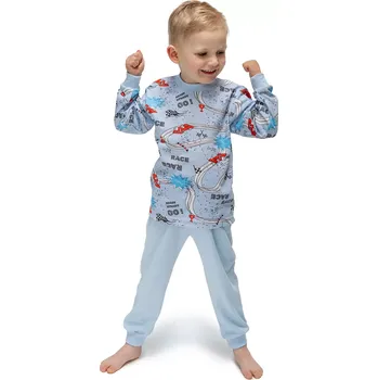 Dívčí pyžamo ESITO | Chlapecké dětské pyžamo Race Blue - modrá / 110