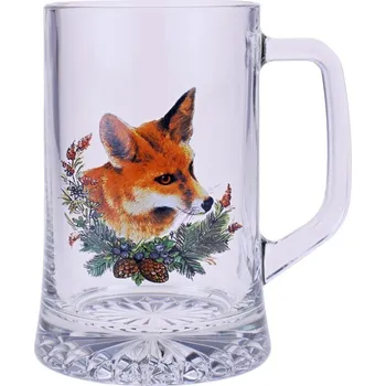Sklenice Půllitr s liškou 0,5l (Skleněný krýgl s loveckým motivem)