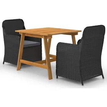 3dílný zahradní jídelní set černý Černý3068714